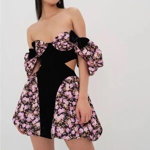 For Love and Lemons Sold Out Gorgeous Floral Off- The-Shoulder Dress
